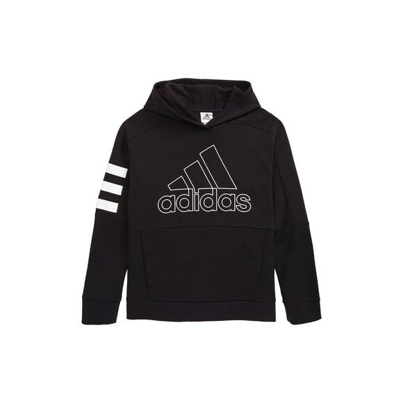 Adidas Boys 3-Stripes Hoodie Sweatshirt, black, Big Kids (8-20), L (14-16) - Picture 1 of 1